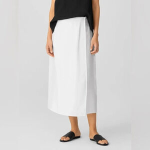 EILEEN FISHER NWOT Organic Linen Wrap Skirt in White‎